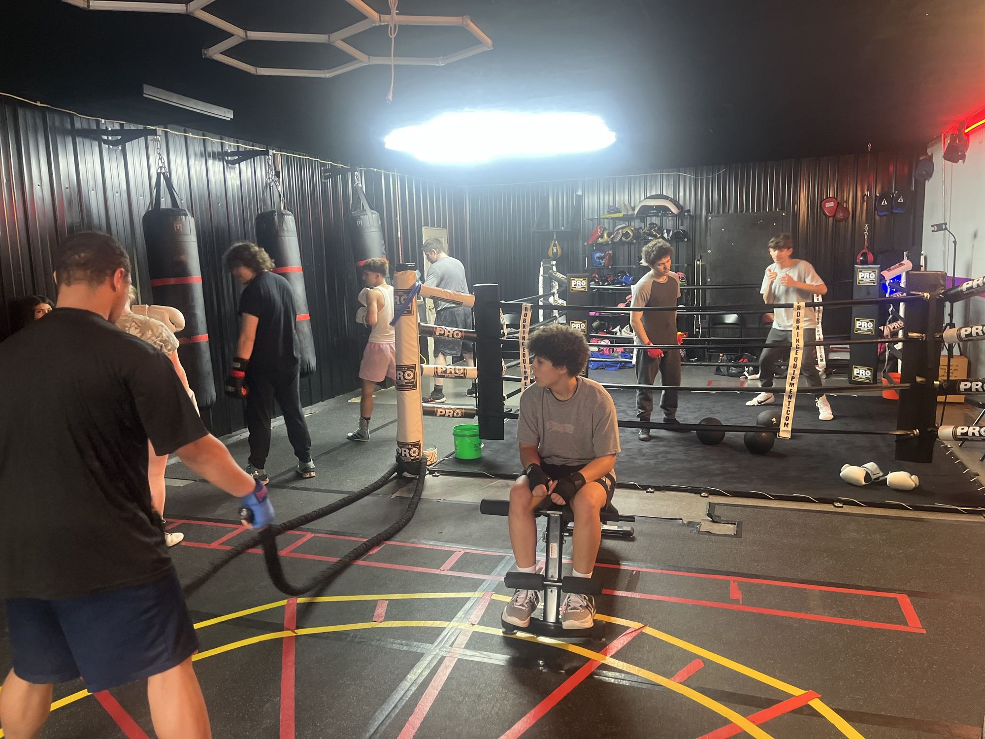 The gym floor mid-class